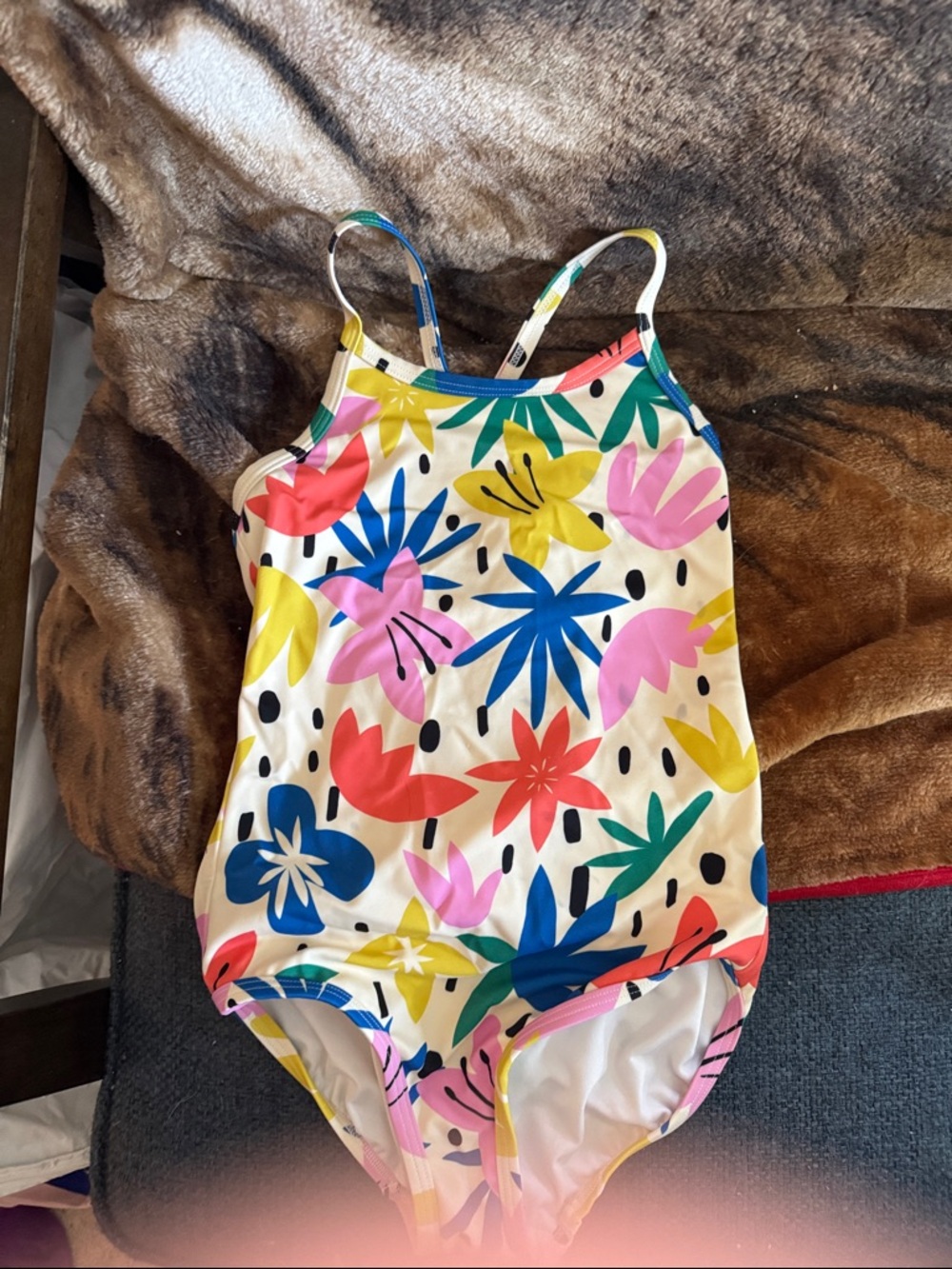 Colorful Floral Girls One-Piece Swimsuit